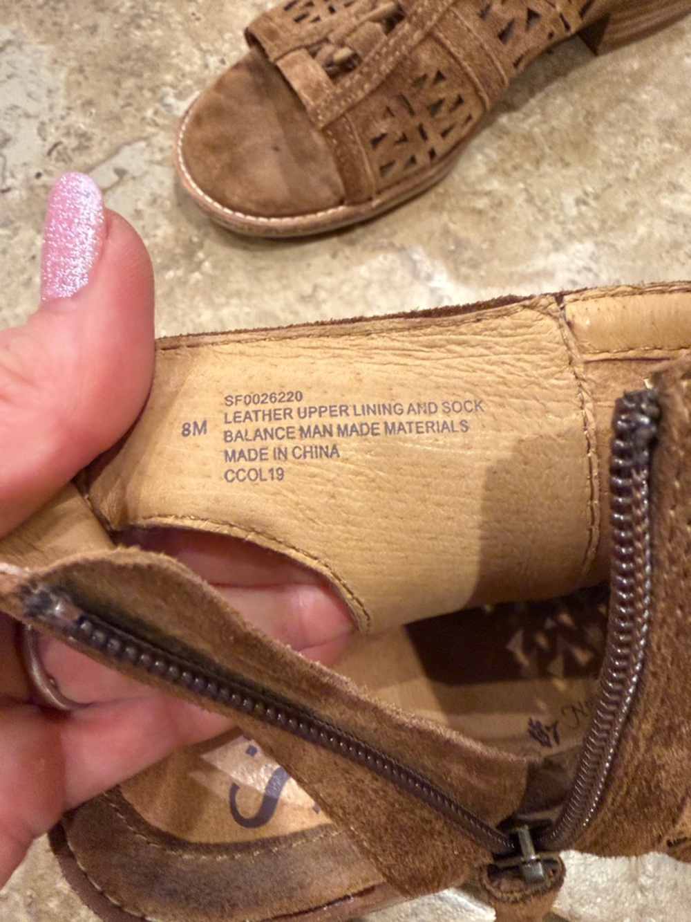 Sofft Brown Suede Laser-Cut Lace-Up Open Heel Sandal - Picture 3 of 11
